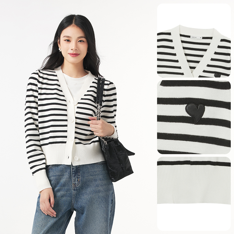 热风女装男装秋季女士针织衫开衫圆领V领毛衣纯色条纹外套内搭 89元