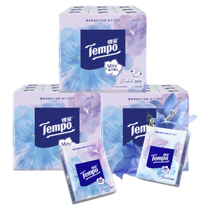 Tempo得宝4层加厚手帕纸巾54小包蓝风铃有香便携装t