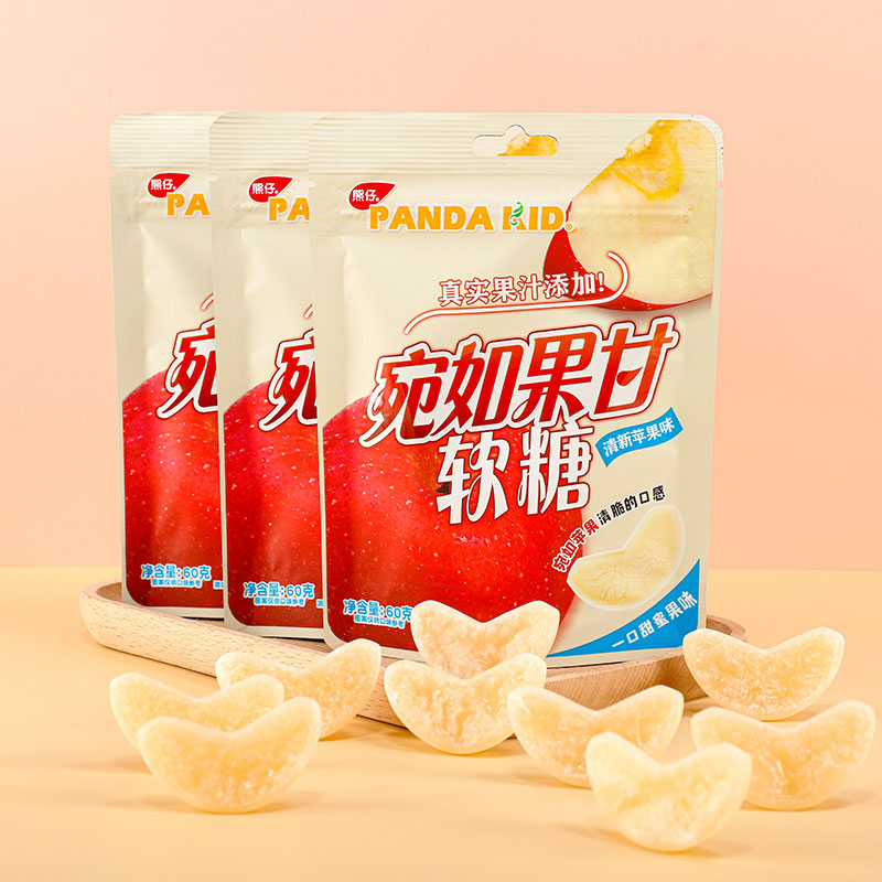 PandaKid熊仔宛如果甘苹果片水果味软糖儿时网红休闲解馋小零食 13.8元