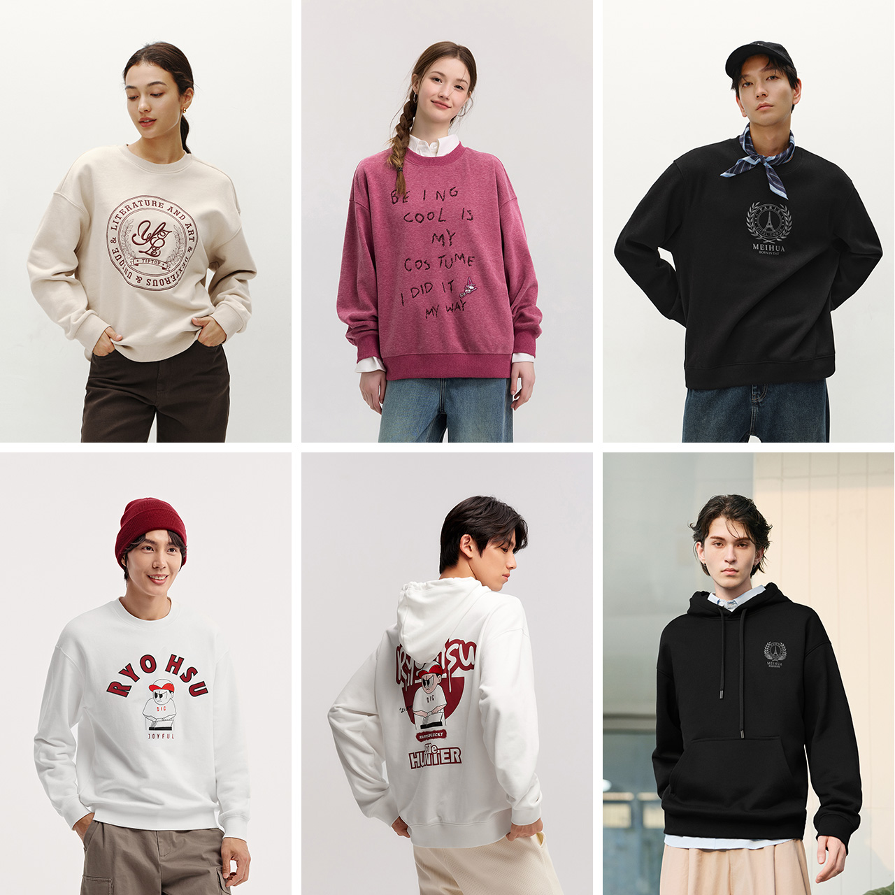 森马卫衣运动风情侣装学生冬季印花连帽上衣宽松休闲连帽潮-TK 79元