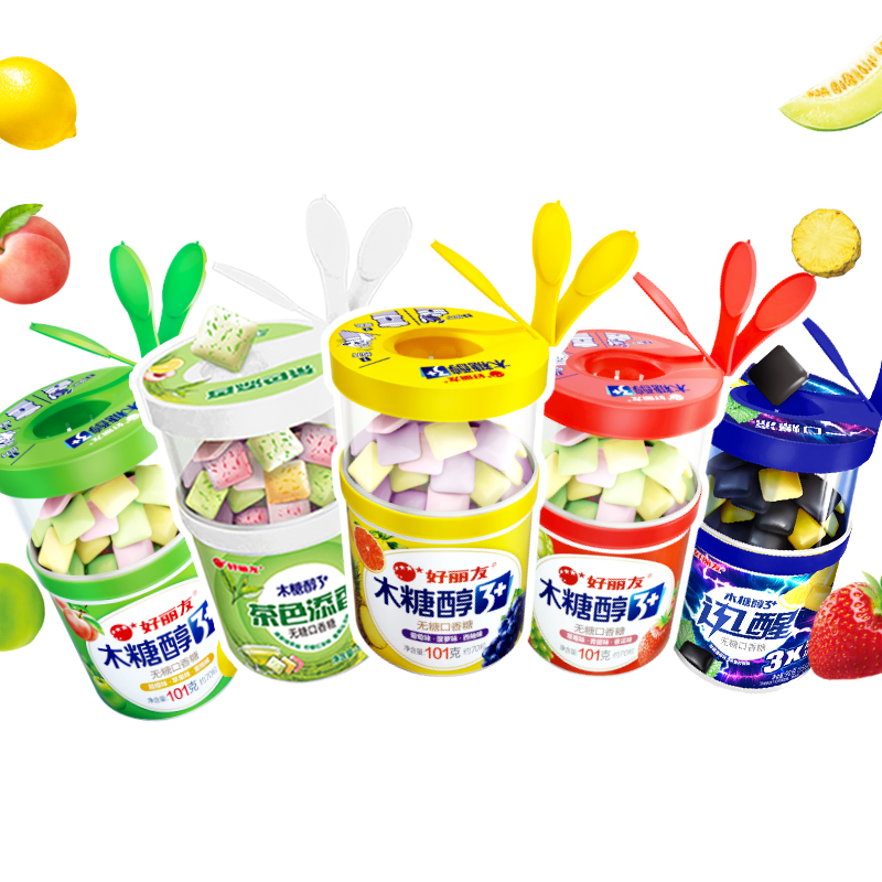 好丽友官方旗舰店木糖醇3+无糖口香糖清新水果味花香口气大瓶装 22.52元