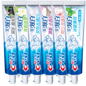 佳洁士3D炫白牙膏去黄清新家庭囤货170g*6支