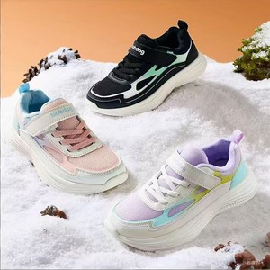 巴布豆童鞋女童运动鞋女宝鞋子冬季加绒防滑轻便儿童跑步二棉鞋