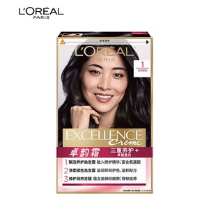 欧莱雅卓韵霜染发剂男女自然黑色棕色遮盖白发自己在家染发膏