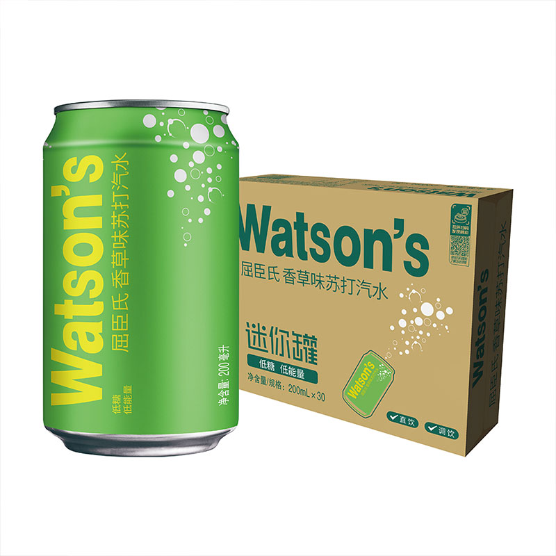 屈臣氏香草味苏打汽水迷你罐mini小罐碳酸饮料低糖气泡水整箱调酒 38.62元