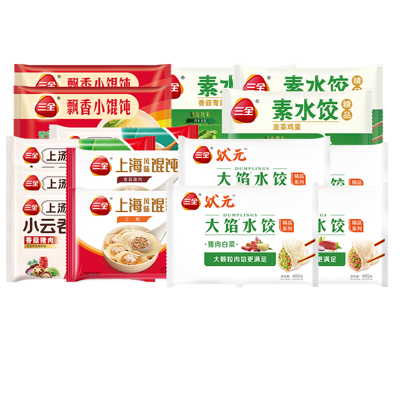 【任选10件包邮】三全水饺速食早餐包点馅饼速冻饺子馄饨云吞抄手 59.9元
