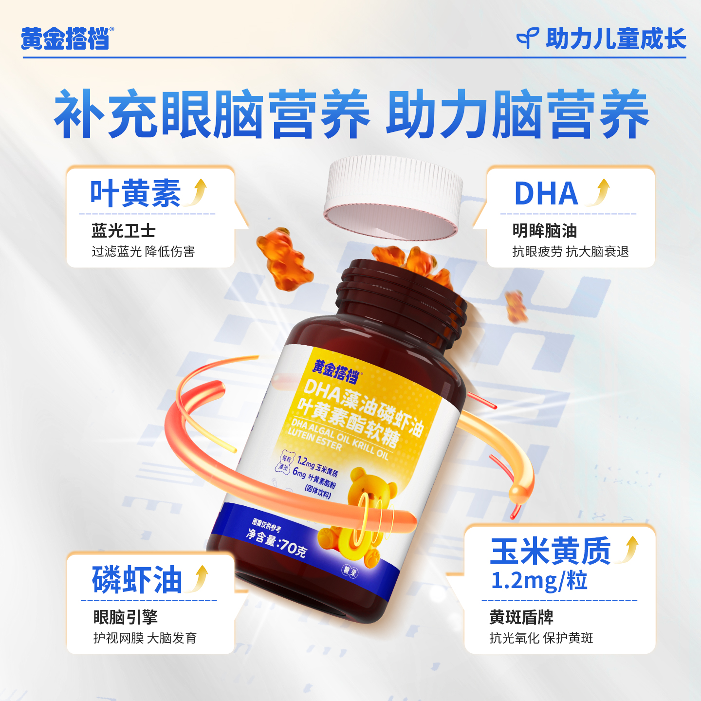 黄金搭档叶黄素酯软糖儿童青少年专用学生正品眼睛非蓝莓近视护眼 39.6元