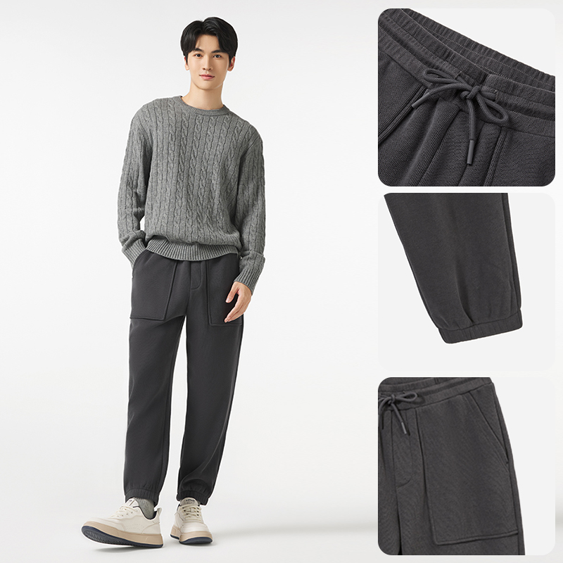 热风男士秋季冬季新款男士休闲卫衣连帽衫加绒卫裤 79元