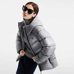【鹅绒】骆驼羽神女装羽绒服短款冬季新款保暖连帽羽绒90鹅绒外套