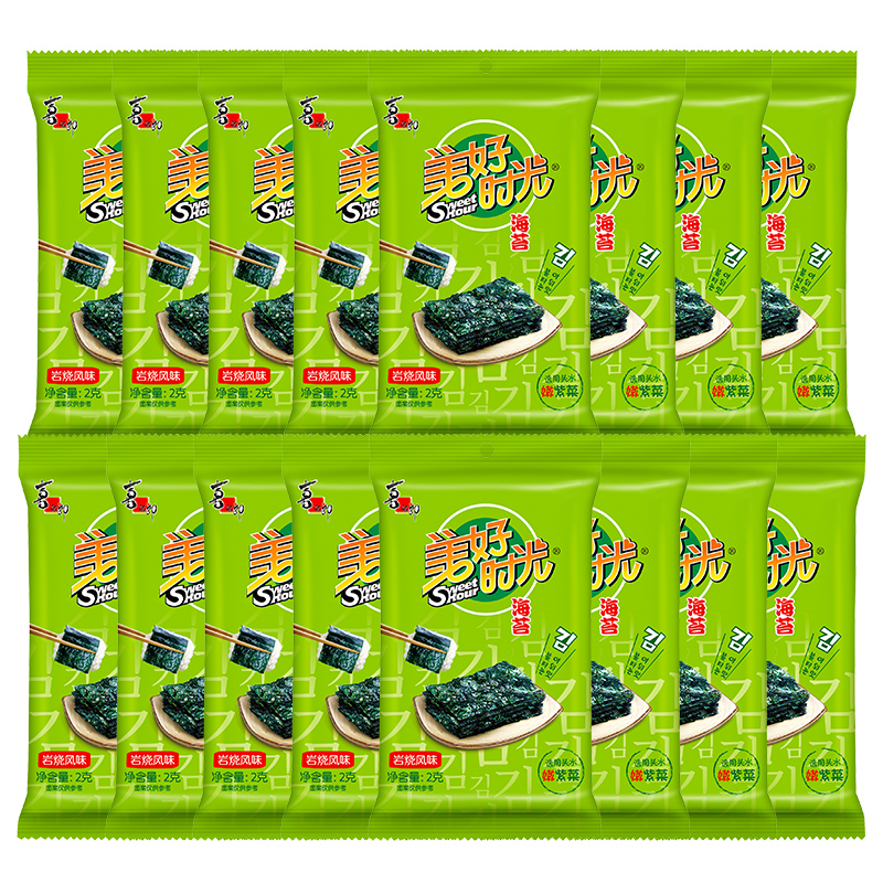 美好时光岩烧海苔2克儿童休闲零食解馋即食紫菜拌饭海苔片 16.9元