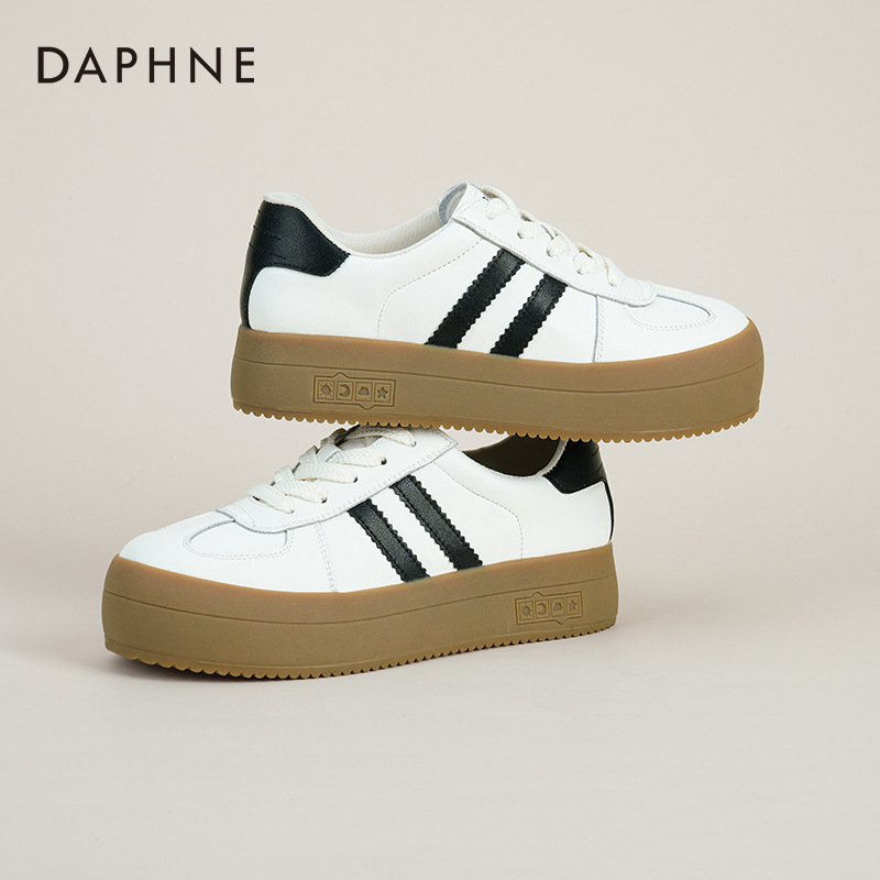 达芙妮厚底德训鞋女2025新款秋季百搭拼色小白鞋休软底阿闲甘板鞋 49元