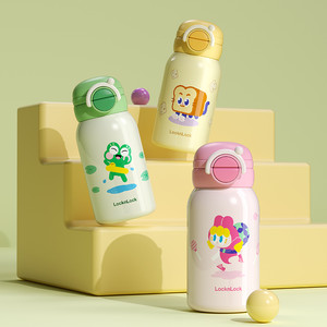 乐扣乐扣儿童保温杯水杯女生便携杯子不锈钢吸管学生上学专用男孩