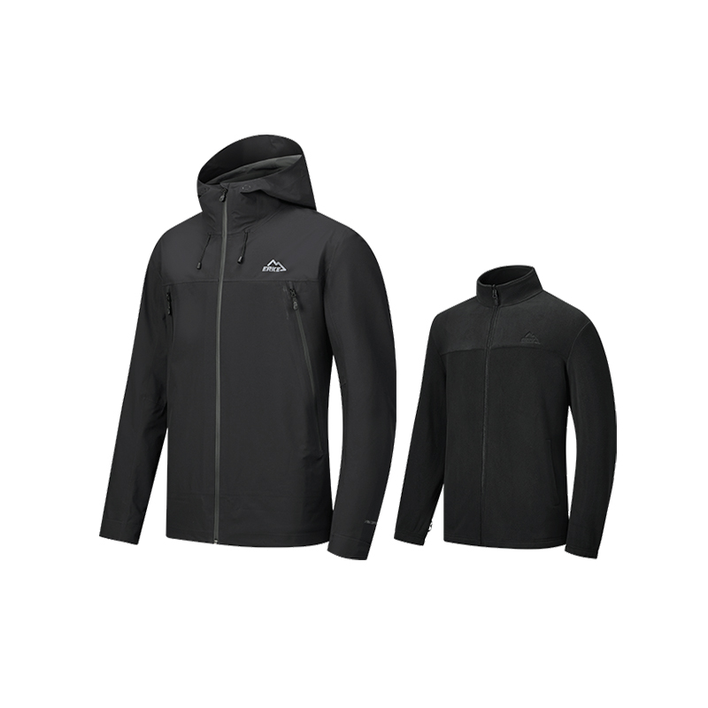 鸿星尔克三合一冲锋衣男冬季新款男士户外硬壳加厚防水防风衣外套 339元