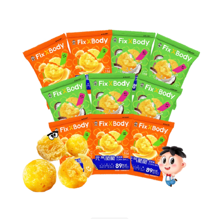 旺旺FixXBody元气脆脆玉米球低糖非油炸零食解馋爆米花追剧小零食 18.9元