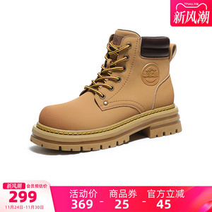 骆驼马丁靴女鞋2025秋季新款短靴子英伦风厚底爆款户外工装大黄靴