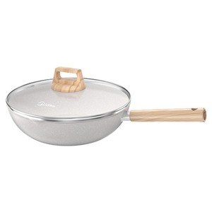 美的不粘锅炒锅家用锅炒菜锅平底锅麦饭石色电磁炉燃气灶专用炊具