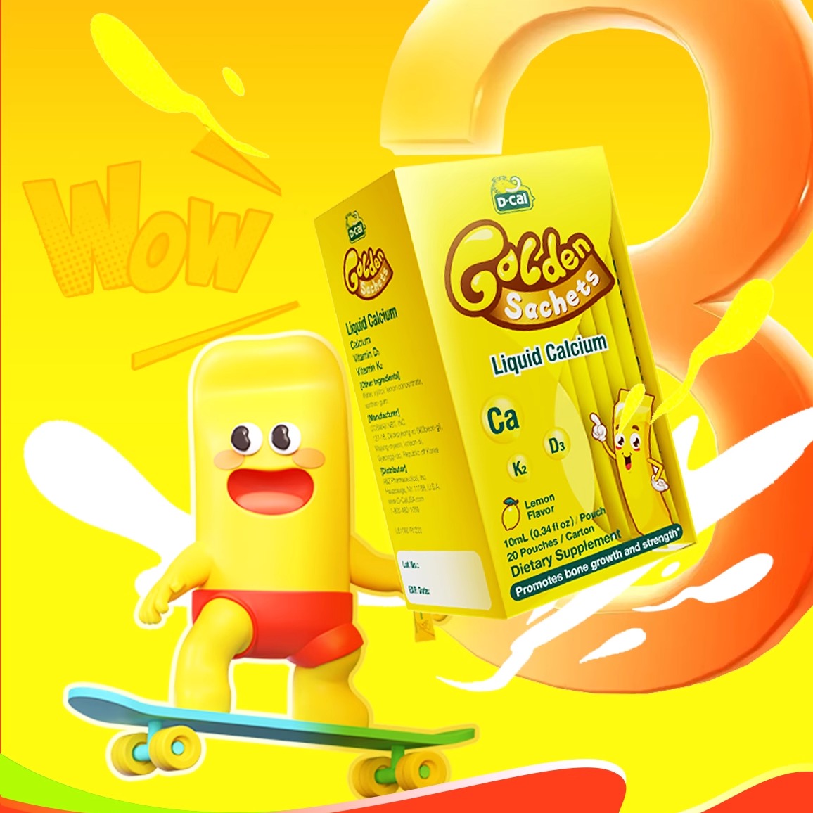 迪巧小黄条液体钙儿童宝宝补钙维生素d3k2柠檬酸钙非乳钙儿童成长 195元