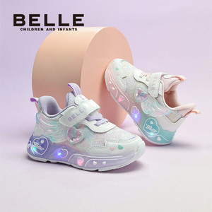 百丽童鞋女童新年灯鞋儿童运动闪灯鞋女宝发光鞋秋冬季公主鞋马年