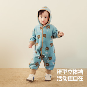 【暖芯绒绒衣】迷你巴拉巴拉外出连体衣毛绒宝宝婴儿爬服加绒加厚