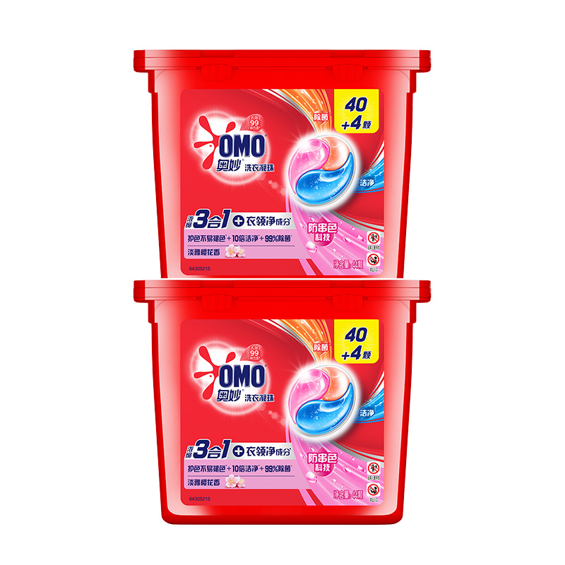 奥妙三合一洗衣凝珠除菌除螨洁净护衣樱花香囤货装 76.9元