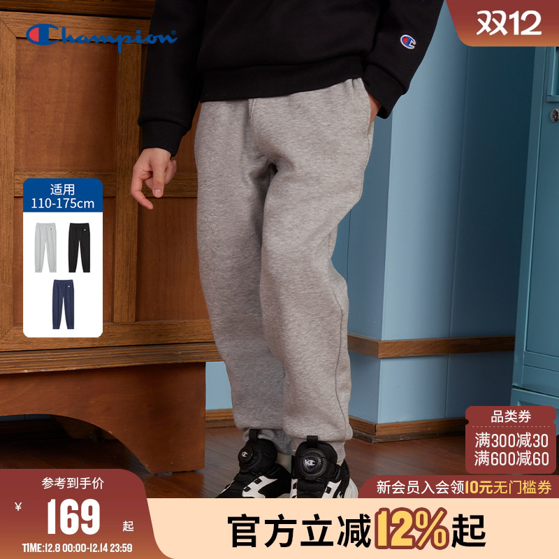 【厚绒】Champion冠军男女儿童装25秋冬新款刺绣经典加绒卫裤长裤 203元