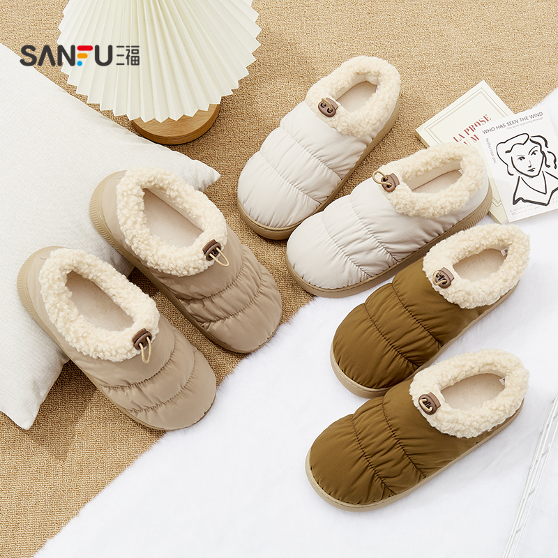 三福棉拖鞋冬季女款云朵保暖加绒加厚休闲外穿全包棉鞋2025新款 26.86元