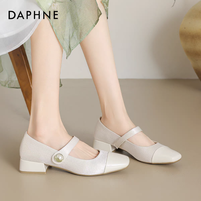 达芙妮女时尚单鞋休闲鞋新款秋冬百搭气质乐福单鞋玛丽珍鞋工作鞋 59元