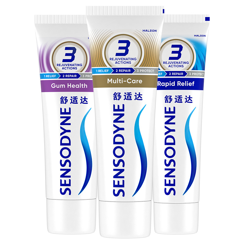 舒适达抗敏感牙膏劲速牙龈多效180g*3支家庭套装防蛀清新口气护龈 99.61元