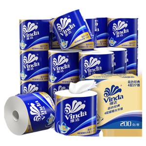 【孙颖莎推荐】维达卷纸蓝色经典有芯4层200g卫生纸巾家用实惠装