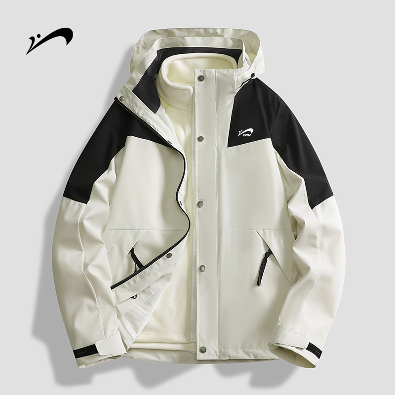 【反季福利】贵人鸟冲锋夹克工装男女款三合一连帽可拆卸两件 39.9元