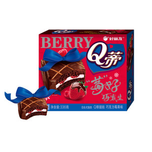 好丽友Q蒂蛋糕莓果巧克力味派零食早餐夹心q帝面包点心下午茶糕点