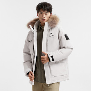 【鹅绒】骆驼羽神Ultra 男装加厚工装三防派克鸭绒羽绒服短款冬季