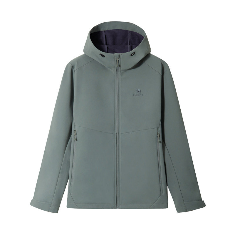 骆驼男装软壳外套秋冬新款户外防泼水防风加绒保暖休闲连帽外套 219元