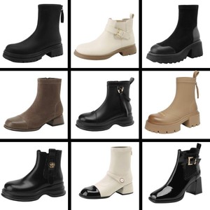 卓诗尼厚底马丁靴女骑士靴秋冬季新款粗跟英伦风时装靴加绒短靴