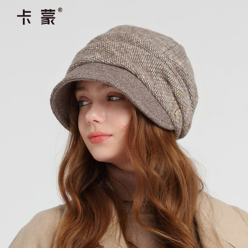 卡蒙帽子加厚保暖羊毛贝雷帽女英伦风堆堆帽防寒护耳针织帽毛线帽 168元