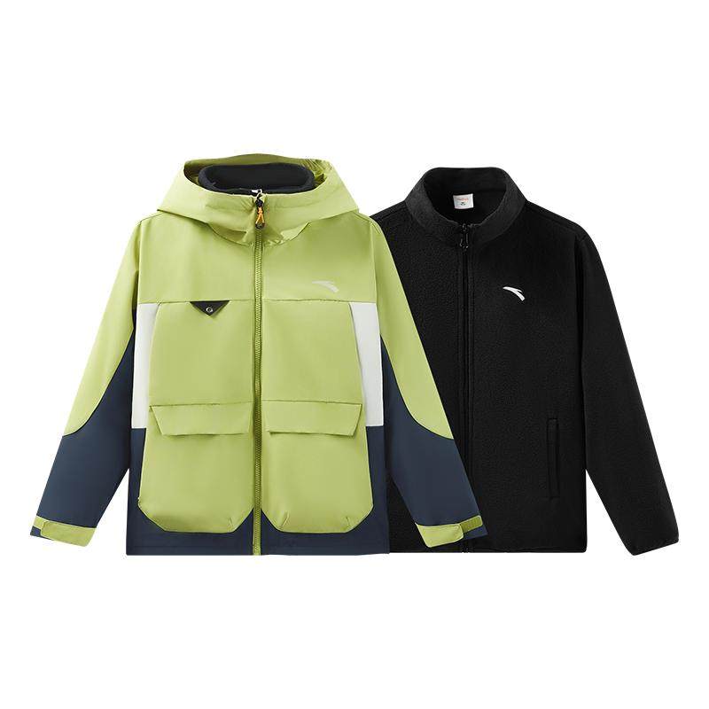 安踏儿童晴雨甲外套2025冬装新款摇粒两件套三合一户外防风雨外套 264.03元