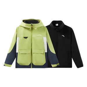 安踏儿童晴雨甲外套2025冬装新款摇粒两件套三合一户外防风雨外套