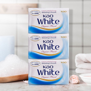 KAO/花王进口香皂优雅花香沐浴肥皂清洁滋润牛奶白130g*3块