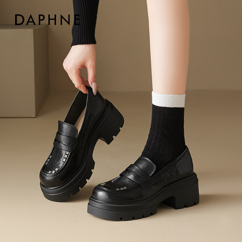 达芙妮乐福鞋女冬季清仓加绒保暖休闲鞋老爹鞋勃肯鞋玛丽珍单鞋 89.36元