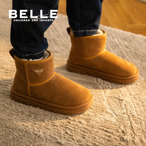 百丽童鞋女童雪地靴2025冬季新款加绒加厚靴子儿童棉鞋大童宝宝靴
