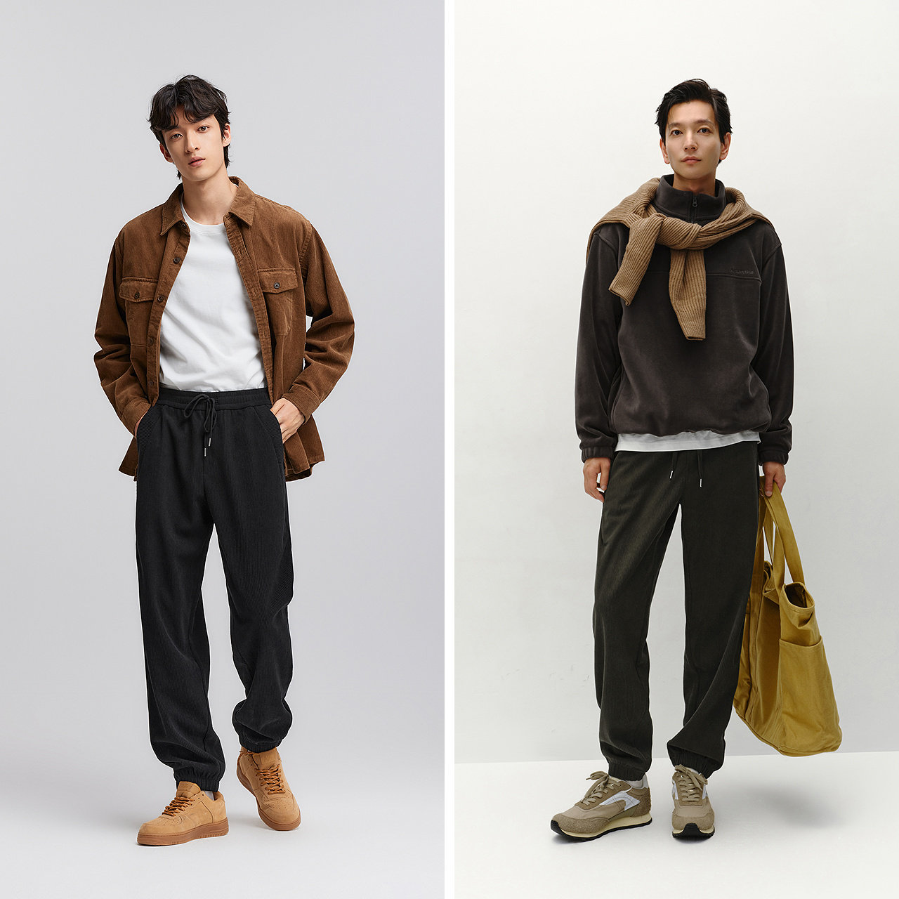 森马休闲长裤卫衣集合秋冬季男女同款灯芯绒百搭直筒束脚长裤-TK 79元