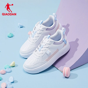 乔丹板鞋新款小白鞋休闲鞋撞色运动鞋女皮面粉色增高学生正品鞋
