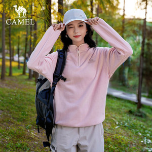 骆驼户外抓绒衣女半拉链立领抓绒衣男抗静电保暖摇粒绒抓绒衣外套