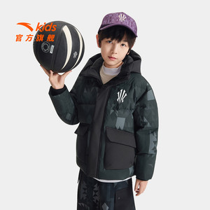 欧文系列安踏儿童男童羽绒服2025年冬款上新舒适保暖三防羽绒外套