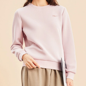 鸿星尔克加绒卫衣女款冬季新款女士运动加厚圆领长袖白色上衣女装