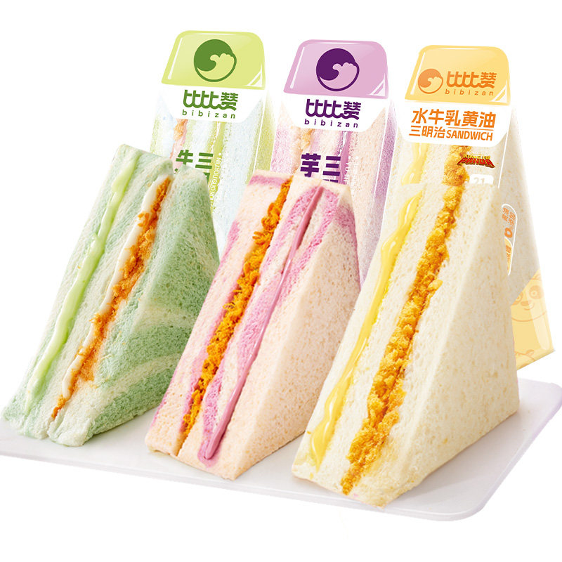 比比赞肉松三明治面包营养健康早餐整箱芋泥夹心零食小吃休闲食品 4.9元