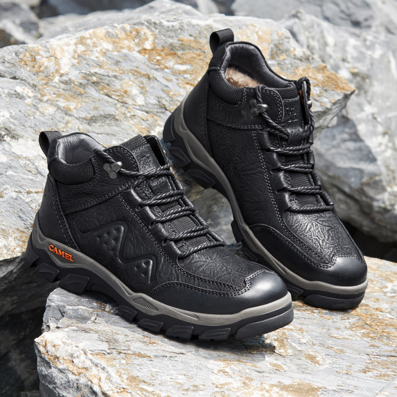 骆驼男鞋冬季新款高帮鞋加绒保暖东北雪地靴男棉鞋户外徒步工装靴 319元