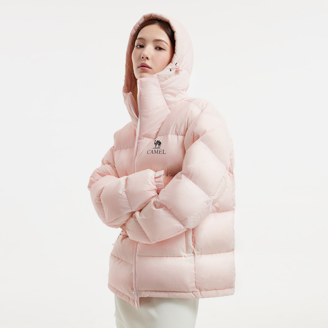 骆驼黑钻5女装羽绒服冬季2025情侣同款保暖连帽面包服羽绒外套男 489.1元