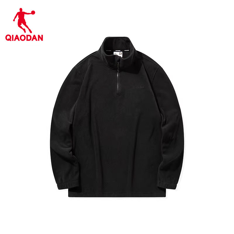 乔丹摇粒绒卫衣男2025冬季情侣户外半拉链运动内搭保暖抓绒外套男 84元