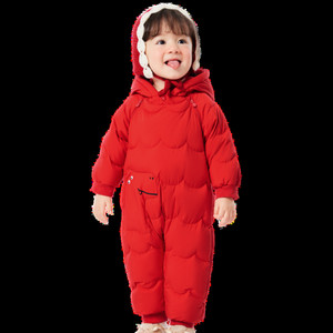 巴拉巴拉婴儿连体衣宝宝羽绒服冬装2025新款外出拜年服红色保暖萌